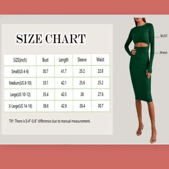 🖤 NWOT CUTOUT BLACK MIDI DRESS LONG SLEEVES FLATTERING XL - Picture 6 of 6